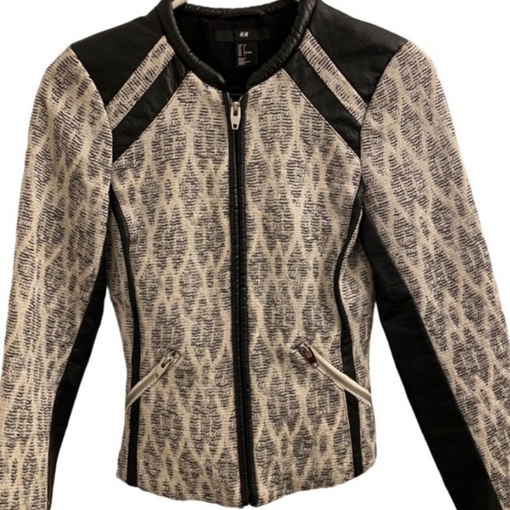 Vegan Leather/Tweed Jacket - H&M- Size 2